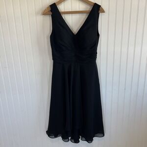 JJ's House Dress Bridal Black Dress Size 10 Ruched Flowy V Neck Hoco